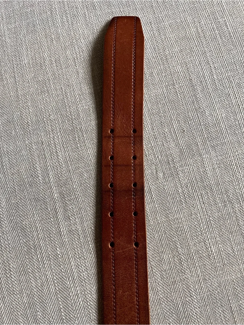 Vintage Y2K Banana Republic Brown Leather & Chunky Double-Prong Solid Brass Belt